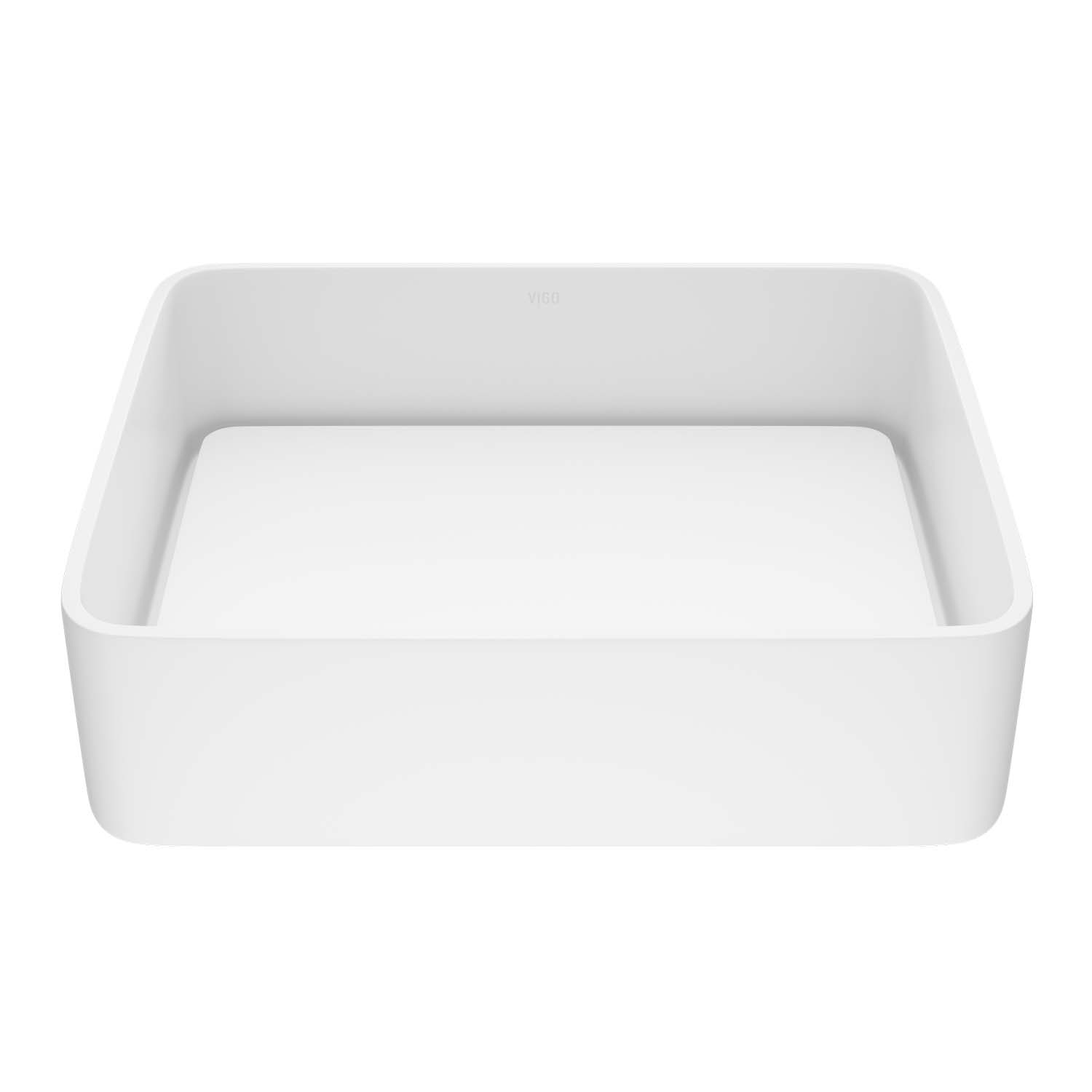 Jasmine Modern White Matte Stone 18 in. L x 15 in. W x 5 in. H Rectangular Vessel Bathroom Sink