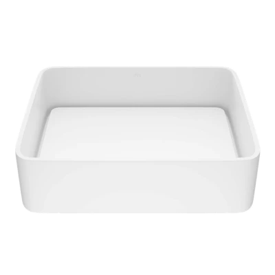 Jasmine Modern White Matte Stone 18 in. L x 15 in. W x 5 in. H Rectangular Vessel Bathroom Sink