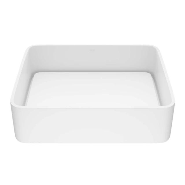 Jasmine Modern White Matte Stone 18 in. L x 15 in. W x 5 in. H Rectangular Vessel Bathroom Sink - angle 1 - other