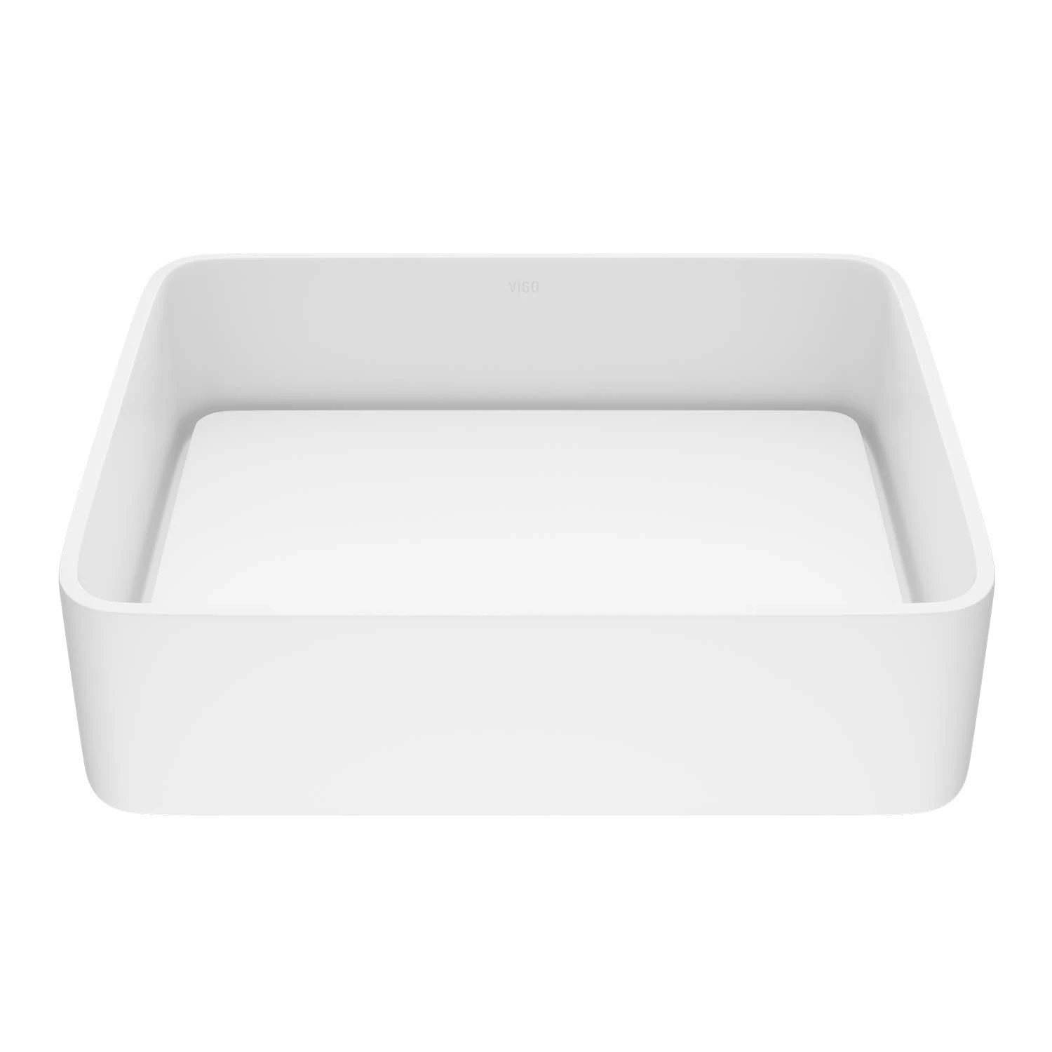 Jasmine Modern White Matte Stone 18 in. L x 15 in. W x 5 in. H Rectangular Vessel Bathroom Sink