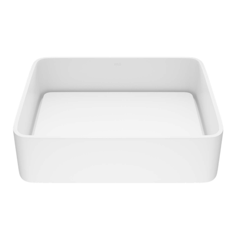 Jasmine Modern White Matte Stone 18 in. L x 15 in. W x 5 in. H Rectangular Vessel Bathroom Sink - image 1 - other