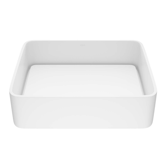 Jasmine Modern White Matte Stone 18 in. L x 15 in. W x 5 in. H Rectangular Vessel Bathroom Sink - image 1 - other