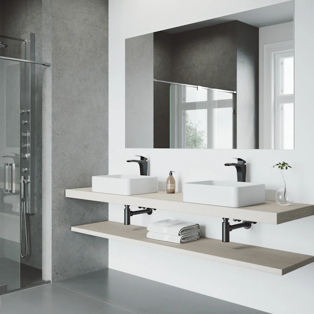 Jasmine Modern White Matte Stone 18 in. L x 15 in. W x 5 in. H Rectangular Vessel Bathroom Sink - angle 3 - other