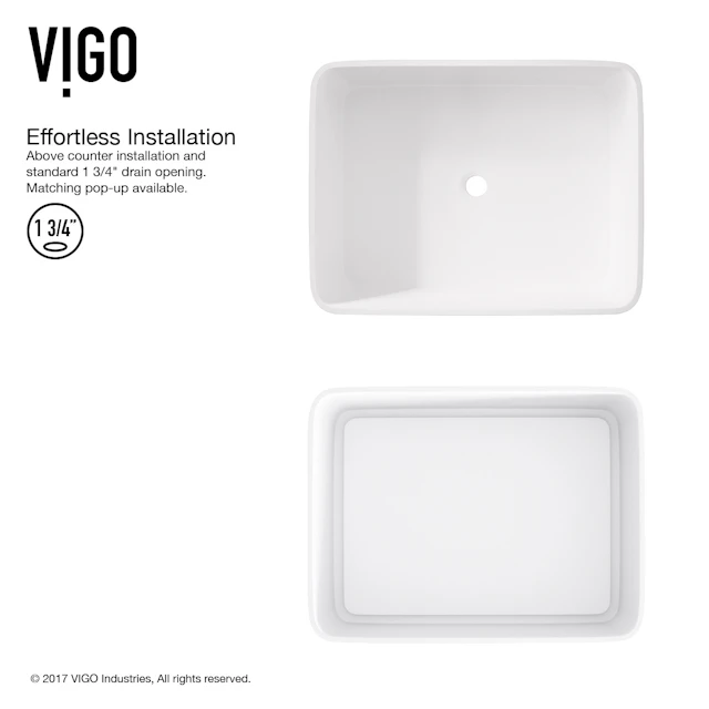 Jasmine Modern White Matte Stone 18 in. L x 15 in. W x 5 in. H Rectangular Vessel Bathroom Sink - angle 5 - other