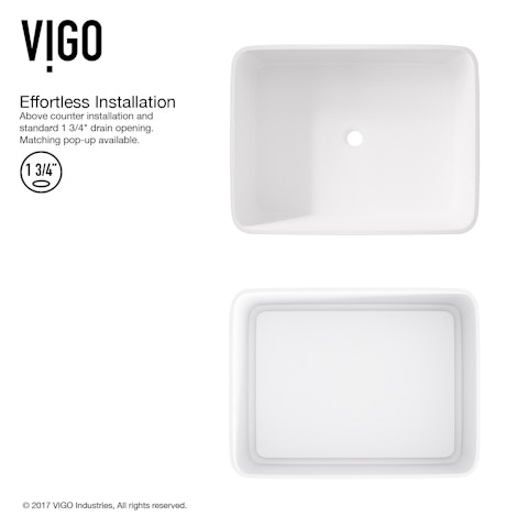 Jasmine Modern White Matte Stone 18 in. L x 15 in. W x 5 in. H Rectangular Vessel Bathroom Sink - image 5 - other