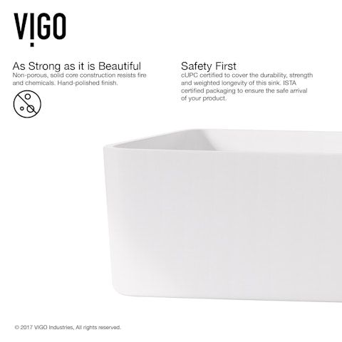 Jasmine Modern White Matte Stone 18 in. L x 15 in. W x 5 in. H Rectangular Vessel Bathroom Sink - image 6 - other