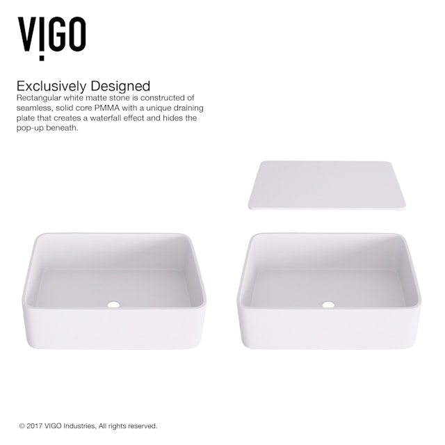 Jasmine Modern White Matte Stone 18 in. L x 15 in. W x 5 in. H Rectangular Vessel Bathroom Sink - image 7 - other