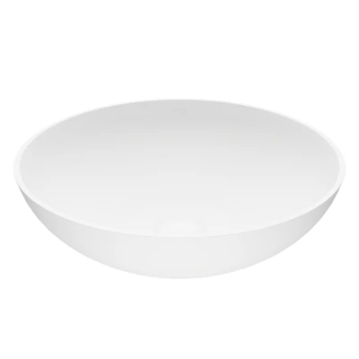 Lotus Modern White Matte Stone 16 in. L x 16 in. W x 5 in. H Round Vessel Bathroom Sink