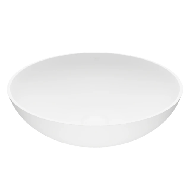 Lotus Modern White Matte Stone 16 in. L x 16 in. W x 5 in. H Round Vessel Bathroom Sink - angle 1 - other
