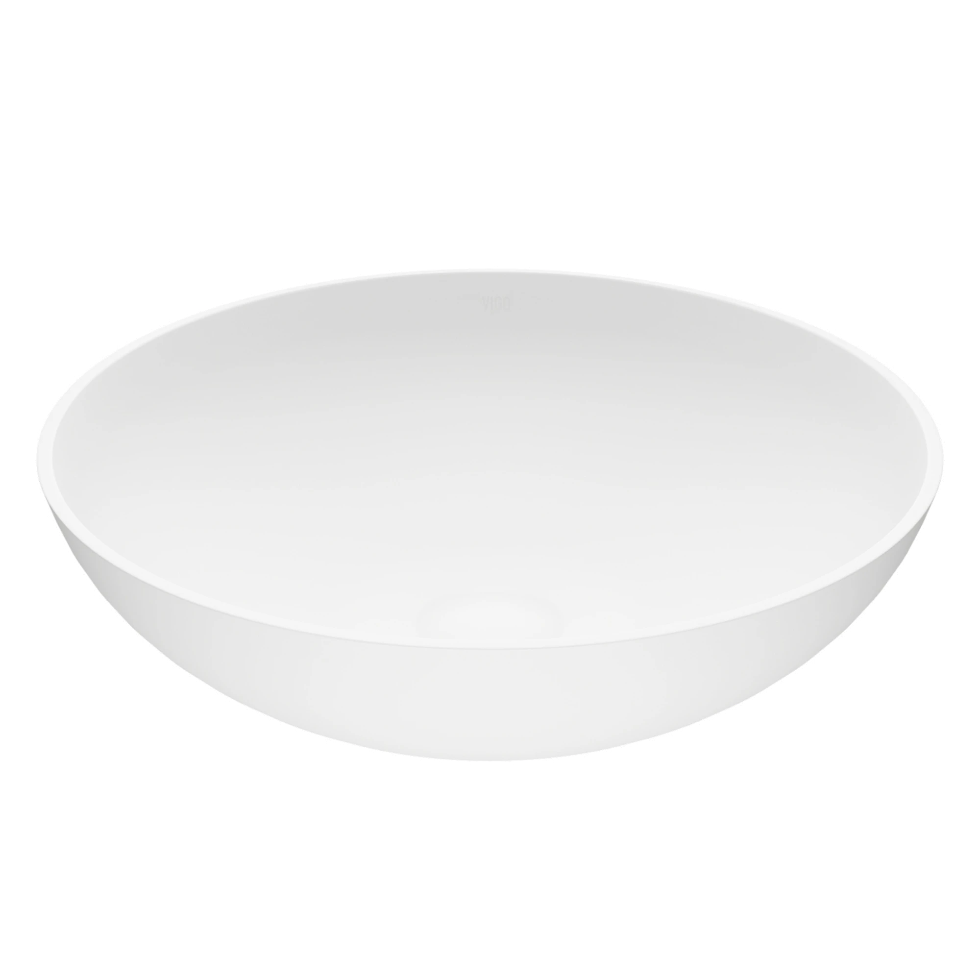 Lotus Modern White Matte Stone 16 in. L x 16 in. W x 5 in. H Round Vessel Bathroom Sink