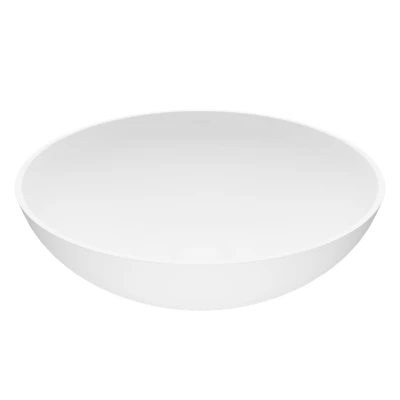 Lotus Modern White Matte Stone 16 in. L x 16 in. W x 5 in. H Round Vessel Bathroom Sink