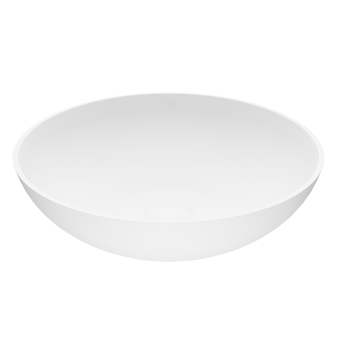 Lotus Modern White Matte Stone 16 in. L x 16 in. W x 5 in. H Round Vessel Bathroom Sink - image 1 - other