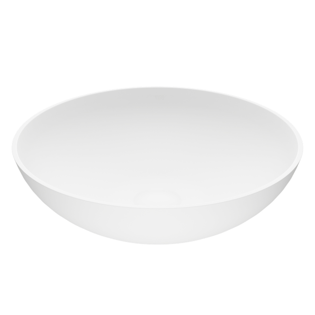 Lotus Modern White Matte Stone 16 in. L x 16 in. W x 5 in. H Round Vessel Bathroom Sink - image 1 - other