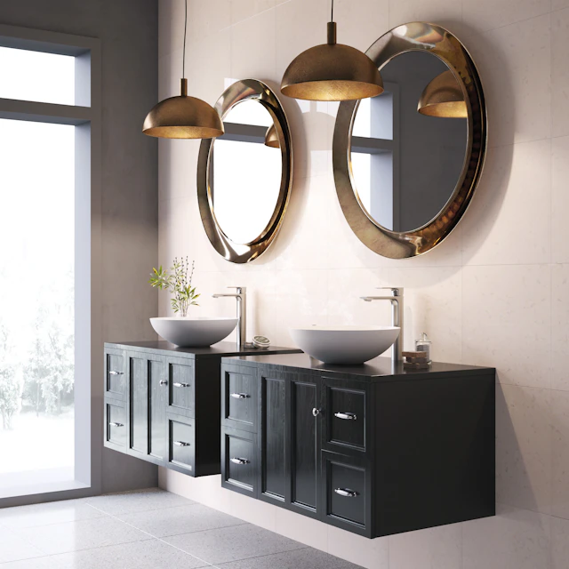 Lotus Modern White Matte Stone 16 in. L x 16 in. W x 5 in. H Round Vessel Bathroom Sink - angle 4 - other