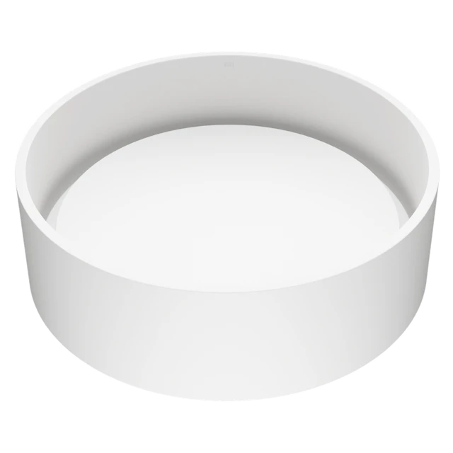 Anvil Modern White Matte Stone 16 in. L x 16 in. W x 5 in. H Round Vessel Bathroom Sink - angle 1 - other