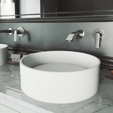 Anvil Modern White Matte Stone 16 in. L x 16 in. W x 5 in. H Round Vessel Bathroom Sink - image 2 - other