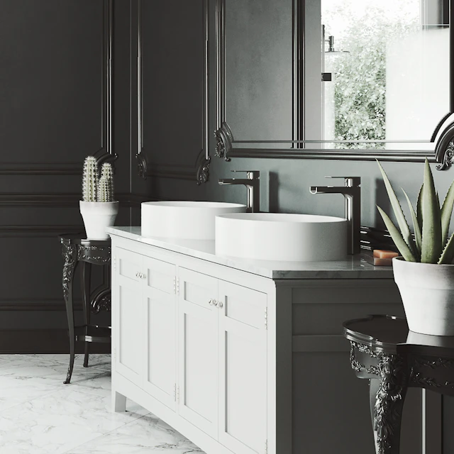 Anvil Modern White Matte Stone 16 in. L x 16 in. W x 5 in. H Round Vessel Bathroom Sink - angle 3 - other