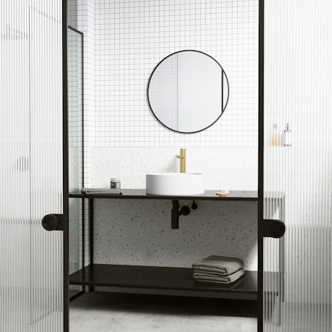 Montauk Modern White Matte Stone 15 in. L x 15 in. W x 5 in. H Round Vessel Bathroom Sink - image 4 - other