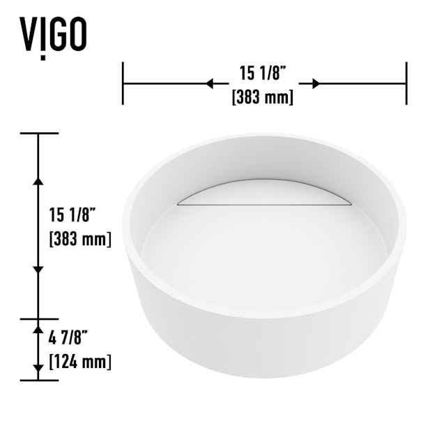 Montauk Modern White Matte Stone 15 in. L x 15 in. W x 5 in. H Round Vessel Bathroom Sink - image 8 - other