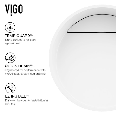 Starr Modern White Matte Stone 15 in. L x 15 in. W x 5 in. H Round Vessel Bathroom Sink - image 7 - other