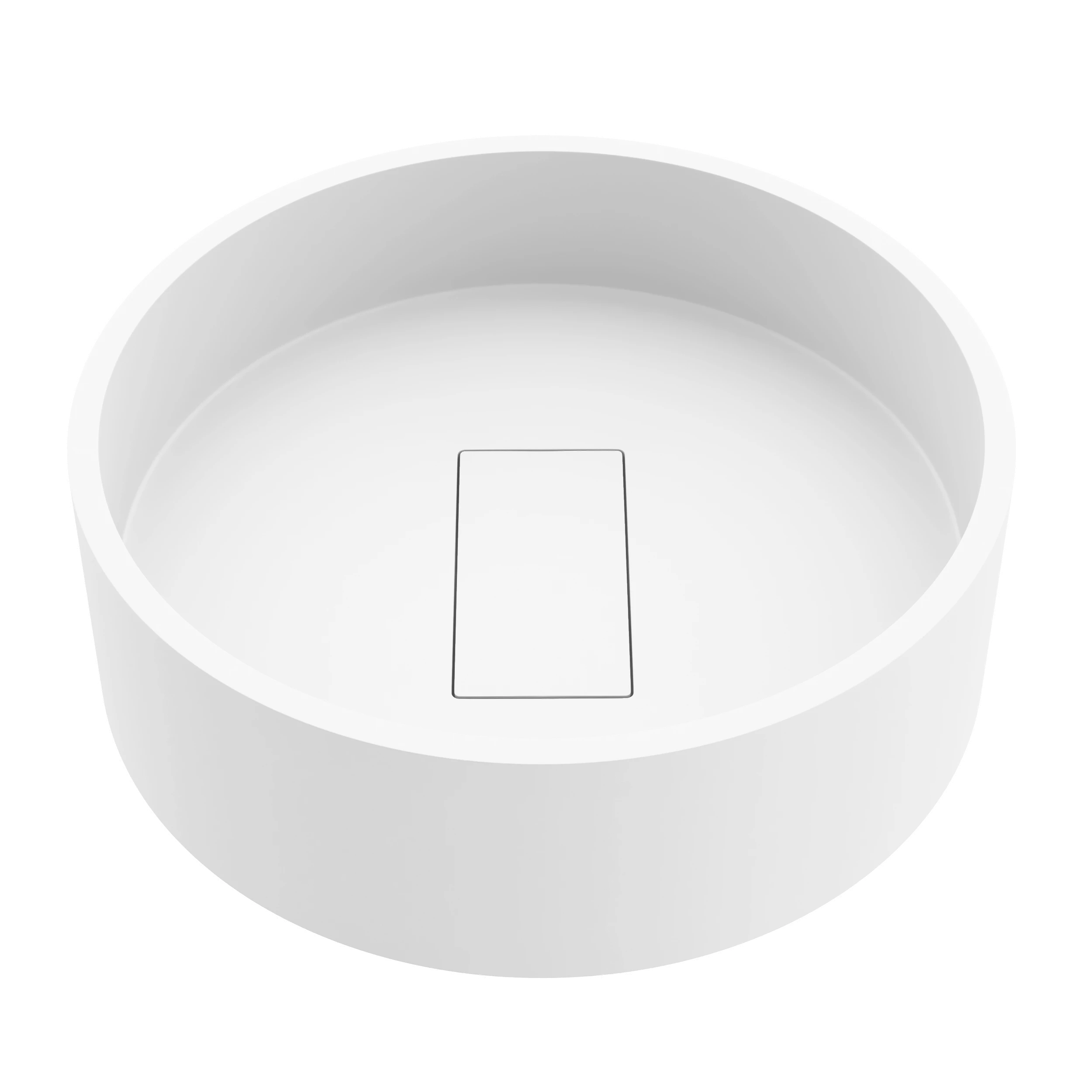 Bryant Modern White Matte Stone 15 in. L x 15 in. W x 5 in. H Round Vessel Bathroom Sink