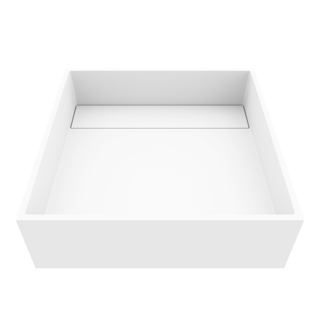 Montauk Modern White Matte Stone 15 in. L x 15 in. W x 5 in. H Square Vessel Bathroom Sink - image 1 - other