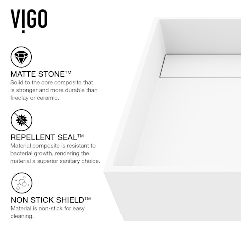 Montauk Modern White Matte Stone 15 in. L x 15 in. W x 5 in. H Square Vessel Bathroom Sink - image 6 - other