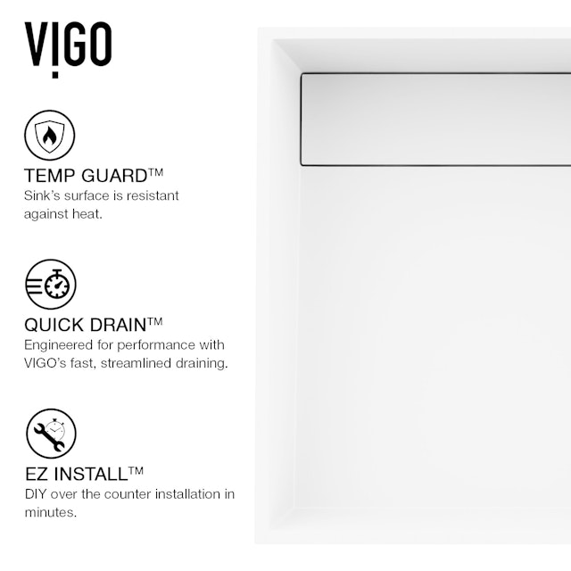 Montauk Modern White Matte Stone 15 in. L x 15 in. W x 5 in. H Square Vessel Bathroom Sink - image 7 - other