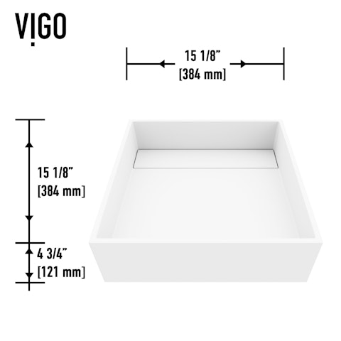 Montauk Modern White Matte Stone 15 in. L x 15 in. W x 5 in. H Square Vessel Bathroom Sink - image 8 - other