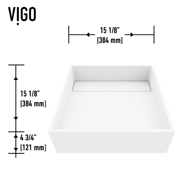 Montauk Modern White Matte Stone 15 in. L x 15 in. W x 5 in. H Square Vessel Bathroom Sink - image 8 - other