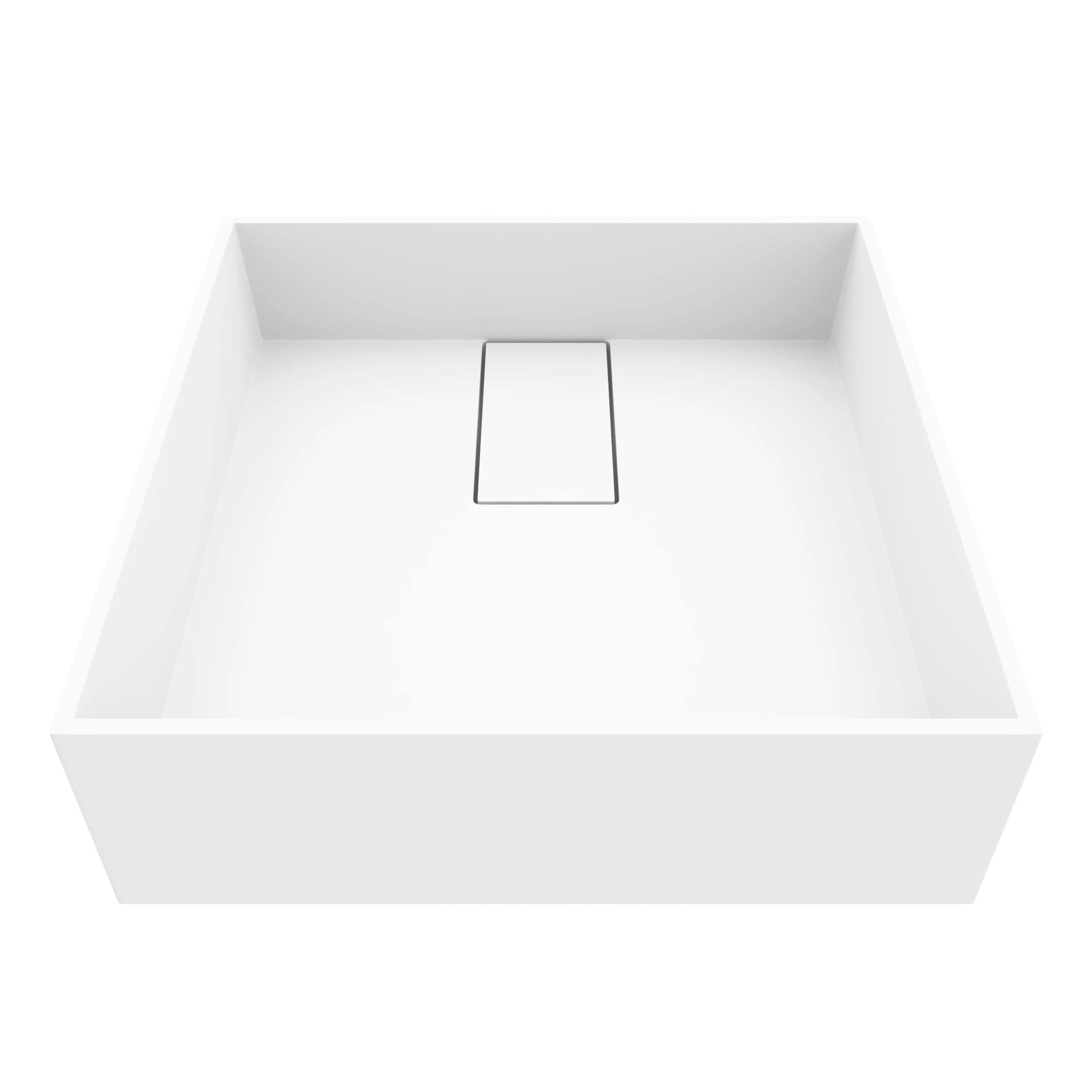 Bryant Modern White Matte Stone 15 in. L x 15 in. W x 5 in. H Square Vessel Bathroom Sink