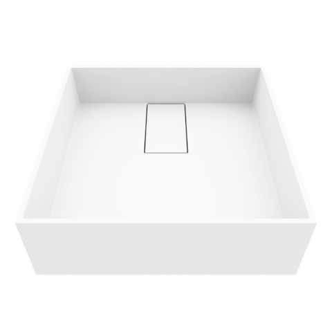 Bryant Modern White Matte Stone 15 in. L x 15 in. W x 5 in. H Square Vessel Bathroom Sink - image 1 - other