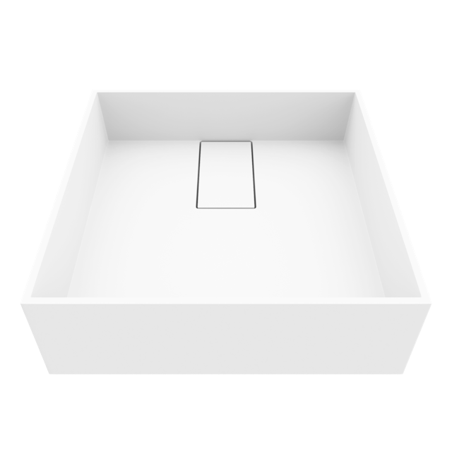 Bryant Modern White Matte Stone 15 in. L x 15 in. W x 5 in. H Square Vessel Bathroom Sink - image 1 - other