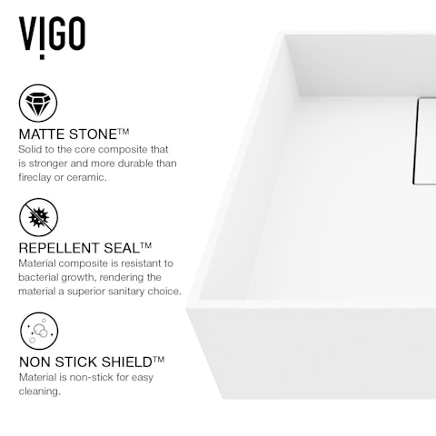 Bryant Modern White Matte Stone 15 in. L x 15 in. W x 5 in. H Square Vessel Bathroom Sink - image 6 - other