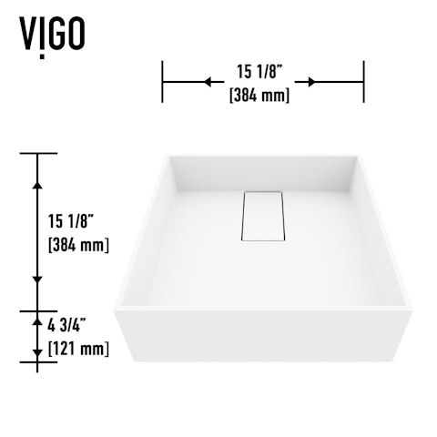 Bryant Modern White Matte Stone 15 in. L x 15 in. W x 5 in. H Square Vessel Bathroom Sink - image 8 - other