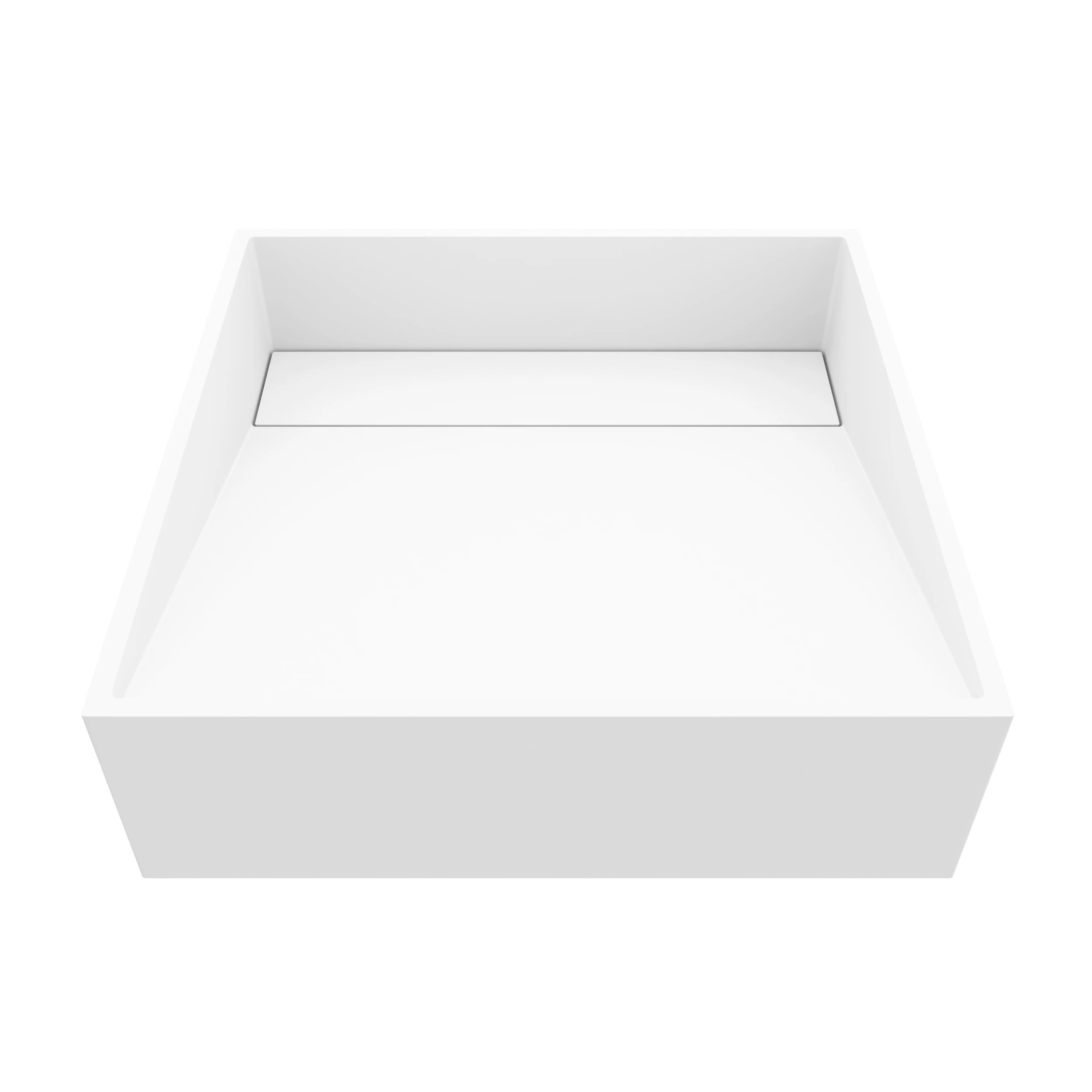 Starr Modern White Matte Stone 15 in. L x 15 in. W x 5 in. H Square Vessel Bathroom Sink