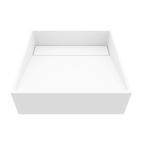 Starr Modern White Matte Stone 15 in. L x 15 in. W x 5 in. H Square Vessel Bathroom Sink - image 1 - other