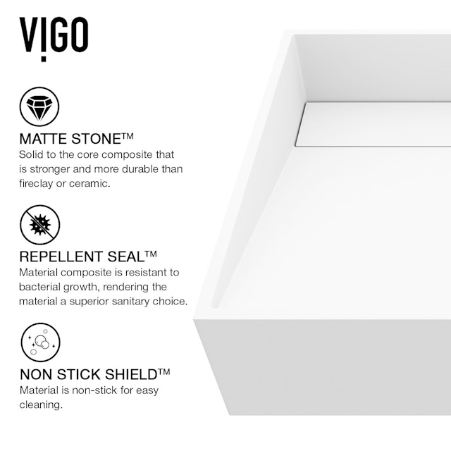Starr Modern White Matte Stone 15 in. L x 15 in. W x 5 in. H Square Vessel Bathroom Sink - image 6 - other