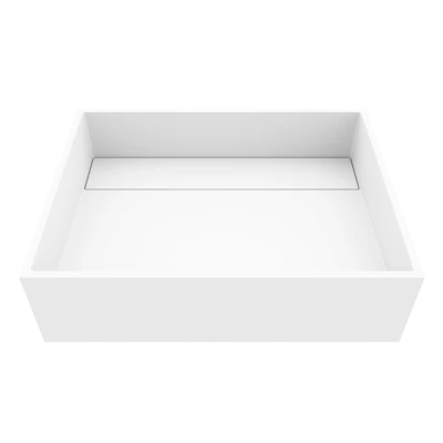 Montauk Modern White Matte Stone 18 in. L x 13 in. W x 5 in. H Rectangular Vessel Bathroom Sink