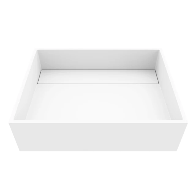 Montauk Modern White Matte Stone 18 in. L x 13 in. W x 5 in. H Rectangular Vessel Bathroom Sink - angle 1 - other