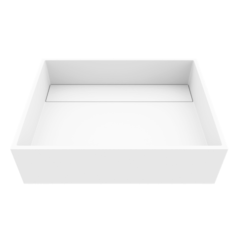 Montauk Modern White Matte Stone 18 in. L x 13 in. W x 5 in. H Rectangular Vessel Bathroom Sink - image 1 - other
