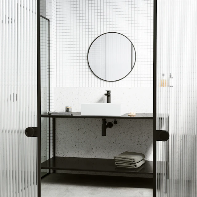 Montauk Modern White Matte Stone 18 in. L x 13 in. W x 5 in. H Rectangular Vessel Bathroom Sink - angle 4 - other