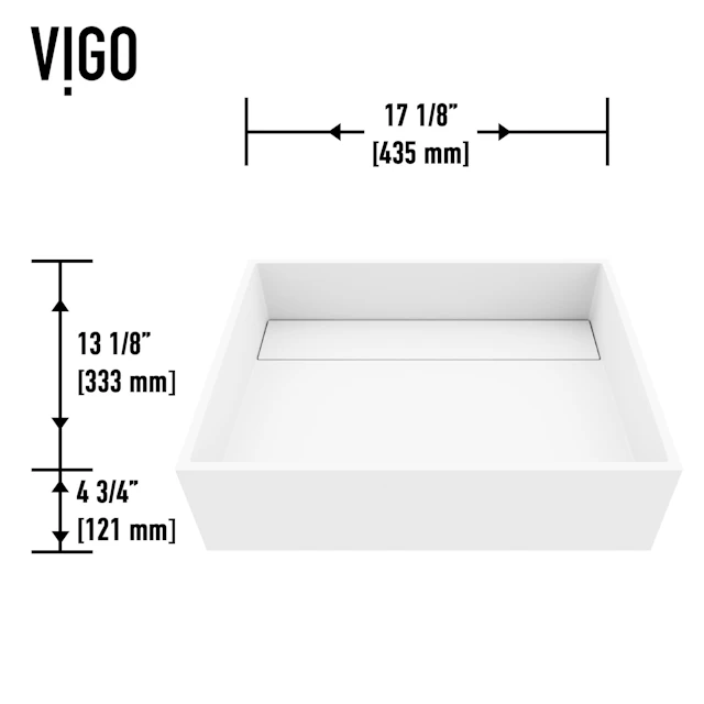 Montauk Modern White Matte Stone 18 in. L x 13 in. W x 5 in. H Rectangular Vessel Bathroom Sink - angle 8 - other