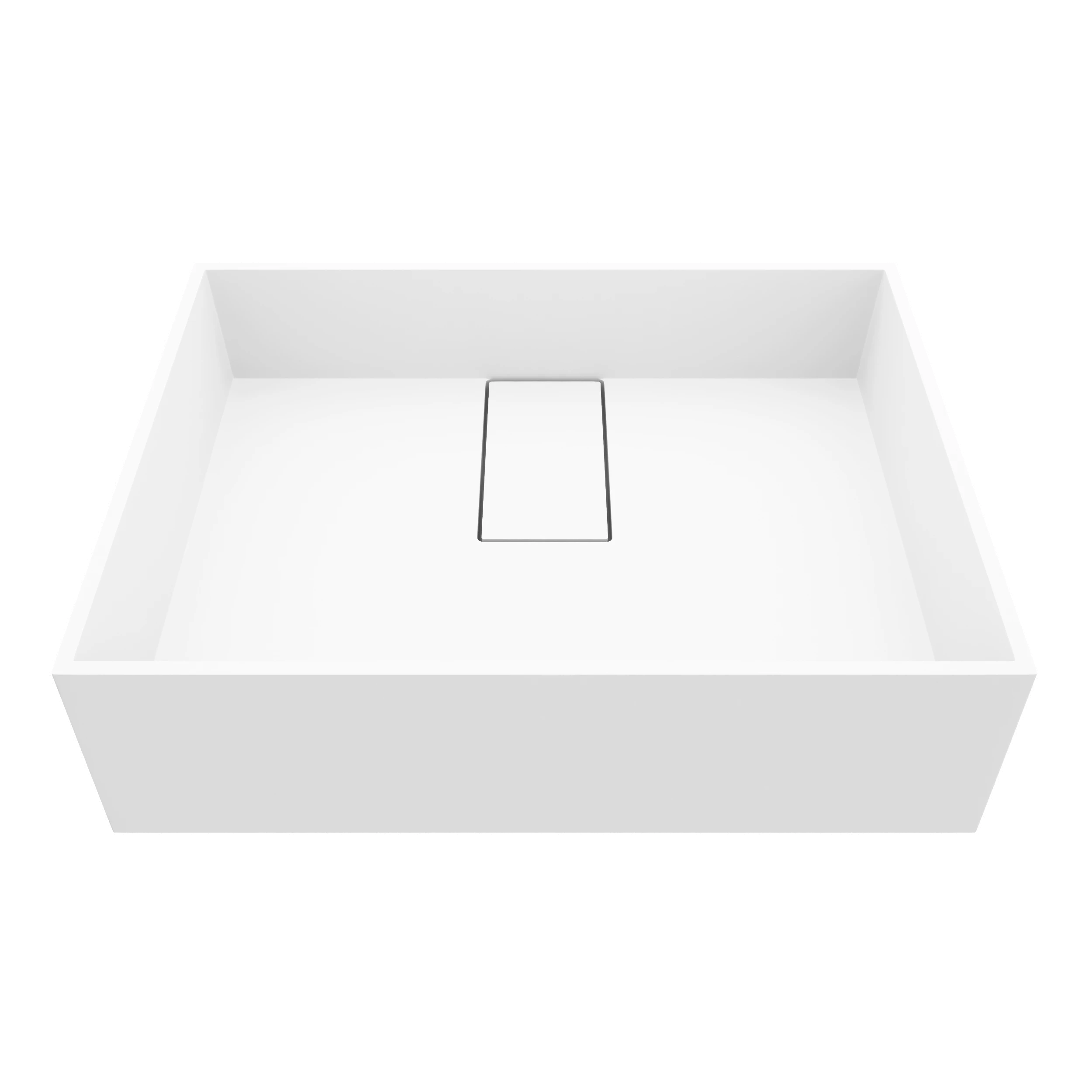 Bryant Modern White Matte Stone 17 in. L x 13 in. W x 5 in. H Rectangular Vessel Bathroom Sink