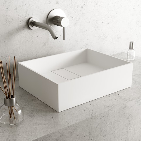 Bryant Modern White Matte Stone 17 in. L x 13 in. W x 5 in. H Rectangular Vessel Bathroom Sink - image 2 - other