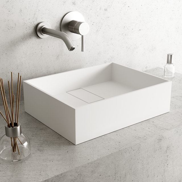 Bryant Modern White Matte Stone 17 in. L x 13 in. W x 5 in. H Rectangular Vessel Bathroom Sink - image 2 - other
