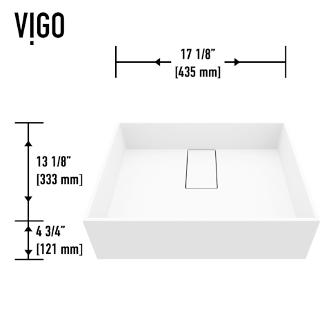 Bryant Modern White Matte Stone 17 in. L x 13 in. W x 5 in. H Rectangular Vessel Bathroom Sink - image 8 - other