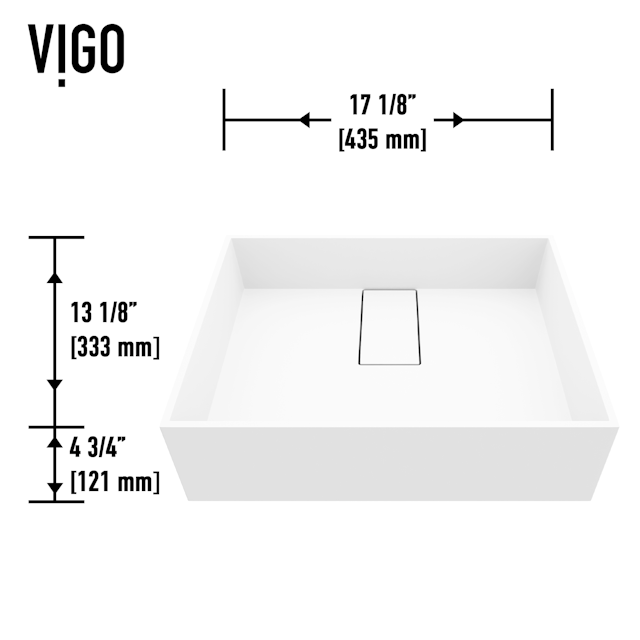 Bryant Modern White Matte Stone 17 in. L x 13 in. W x 5 in. H Rectangular Vessel Bathroom Sink - image 8 - other