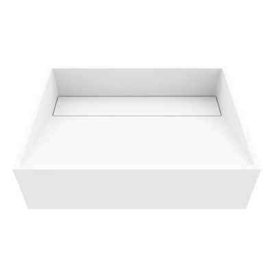 Starr Modern White Matte Stone 17 in. L x 13 in. W x 5 in. H Rectangular Vessel Bathroom Sink
