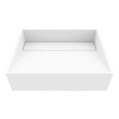 Starr Modern White Matte Stone 17 in. L x 13 in. W x 5 in. H Rectangular Vessel Bathroom Sink